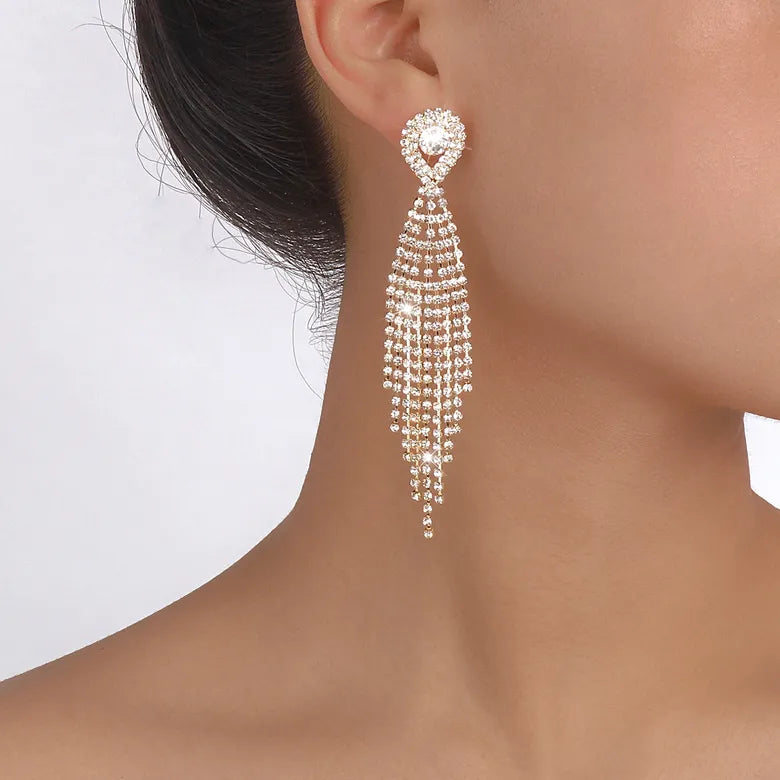 Rhinestone hanging deals earrings